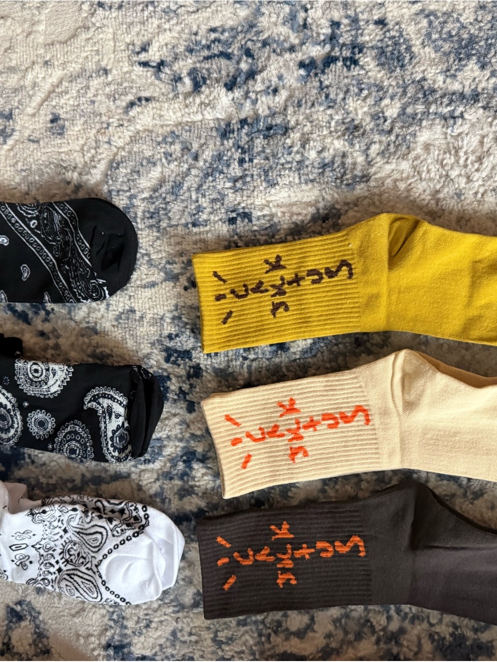 Men's Crew Socks in Mustard, Cream, and Charcoal - Pack